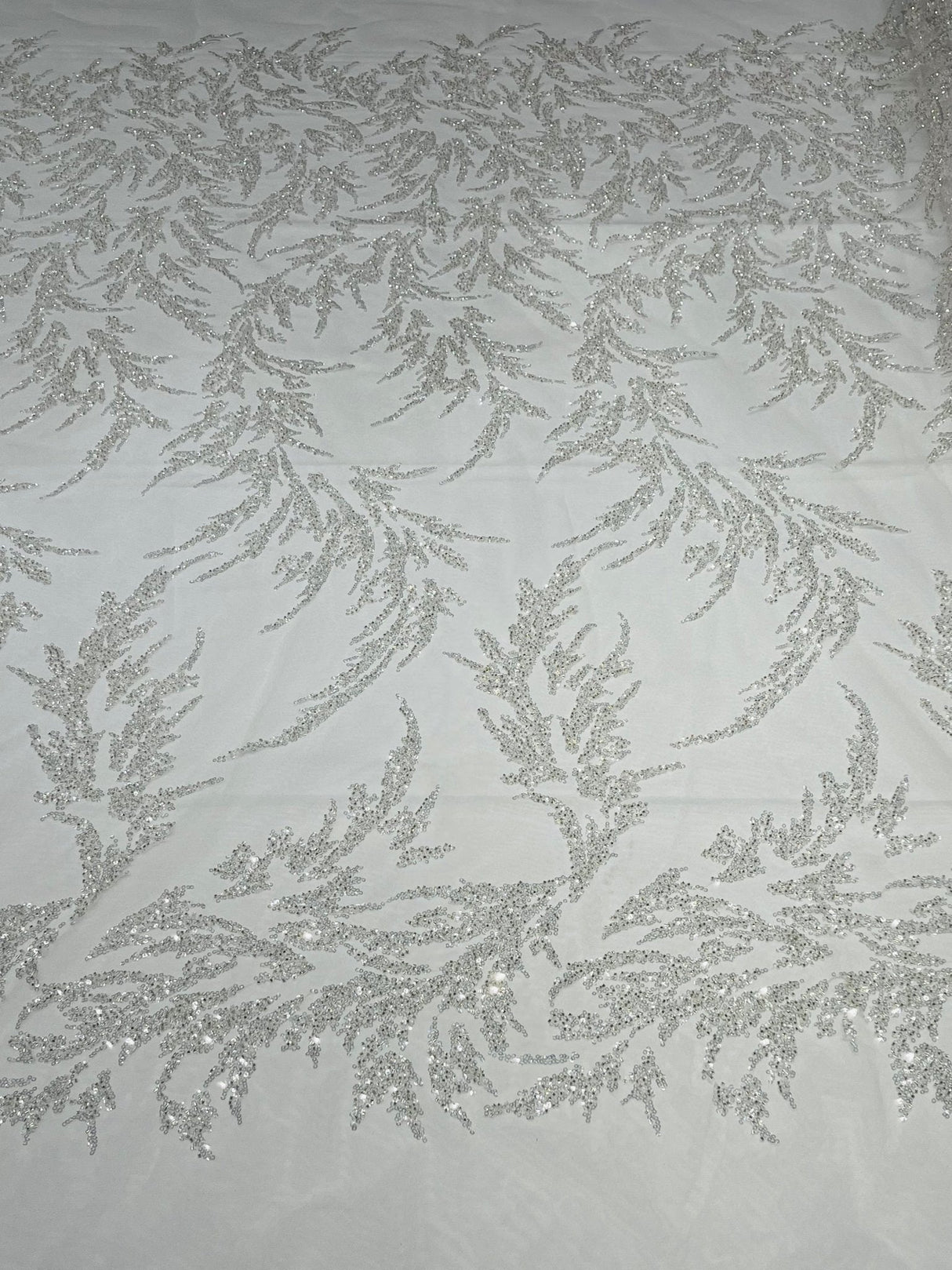 Fashion Beaded Vine Lace Polyester Fabric - Beaded Vine Pattern, 54" Width (1 Yard)