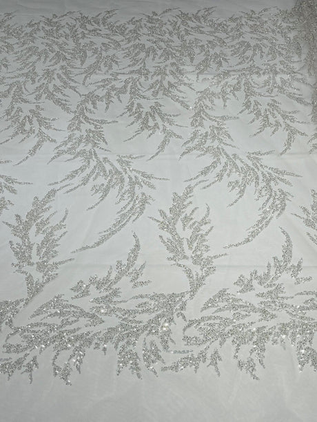 Fashion Beaded Vine Lace Polyester Fabric - Beaded Vine Pattern, 54" Width (1 Yard)