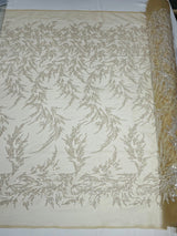 Fashion Beaded Vine Lace Polyester Fabric - Beaded Vine Pattern, 54" Width (1 Yard)