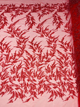 Fashion Beaded Vine Lace Polyester Fabric - Beaded Vine Pattern, 54" Width (1 Yard)