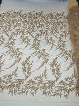 Fashion Beaded Vine Lace Polyester Fabric - Beaded Vine Pattern, 54" Width (1 Yard)