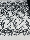 Fashion Beaded Vine Lace Polyester Fabric - Beaded Vine Pattern, 54" Width (1 Yard)