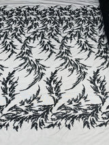 Fashion Beaded Vine Lace Polyester Fabric - Beaded Vine Pattern, 54" Width (1 Yard)