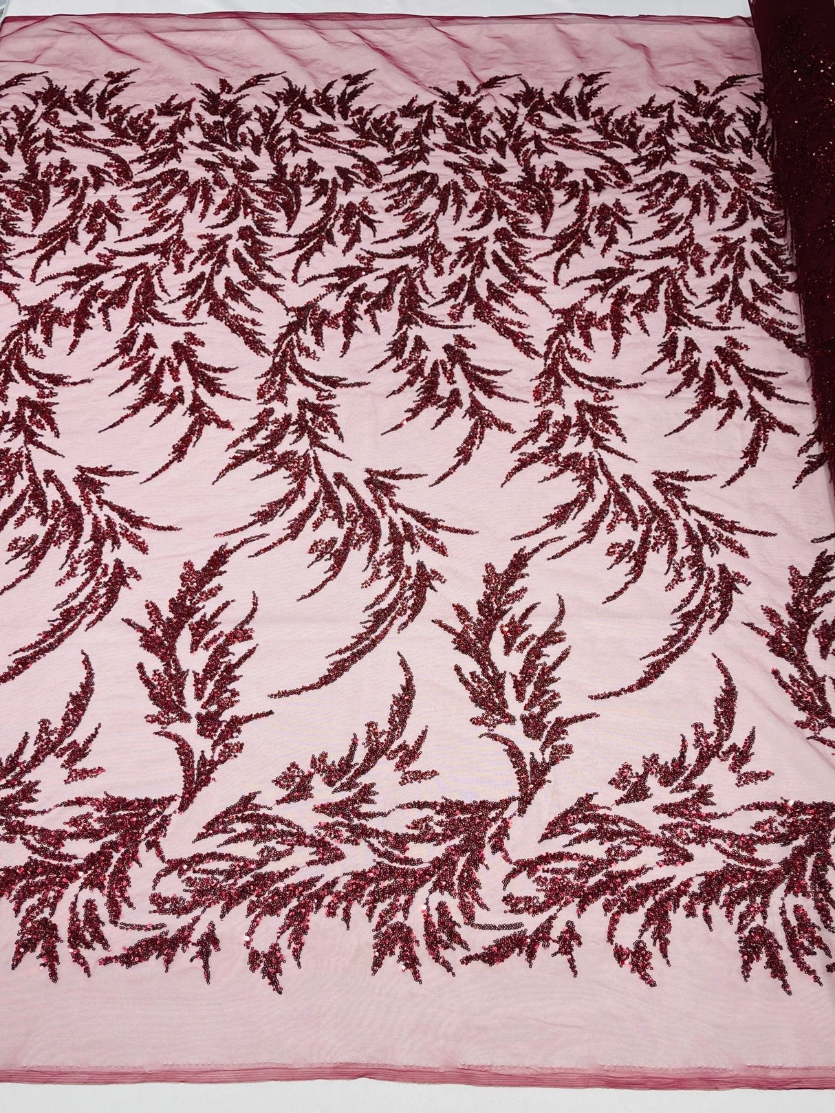 Fashion Beaded Vine Lace Polyester Fabric - Beaded Vine Pattern, 54" Width (1 Yard)