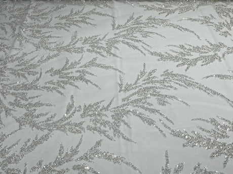 Fashion Beaded Vine Lace Polyester Fabric - Beaded Vine Pattern, 54" Width (1 Yard)