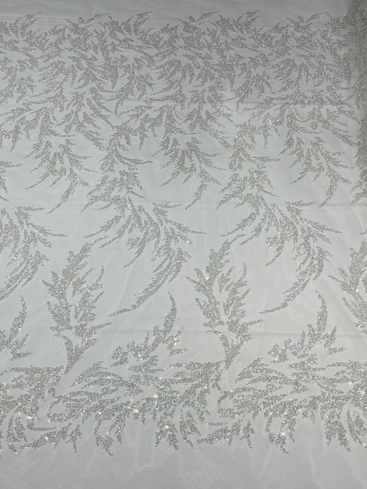 Fashion Beaded Vine Lace Polyester Fabric - Beaded Vine Pattern, 54" Width (1 Yard)
