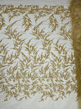 Fashion Beaded Vine Lace Polyester Fabric - Beaded Vine Pattern, 54" Width (1 Yard)