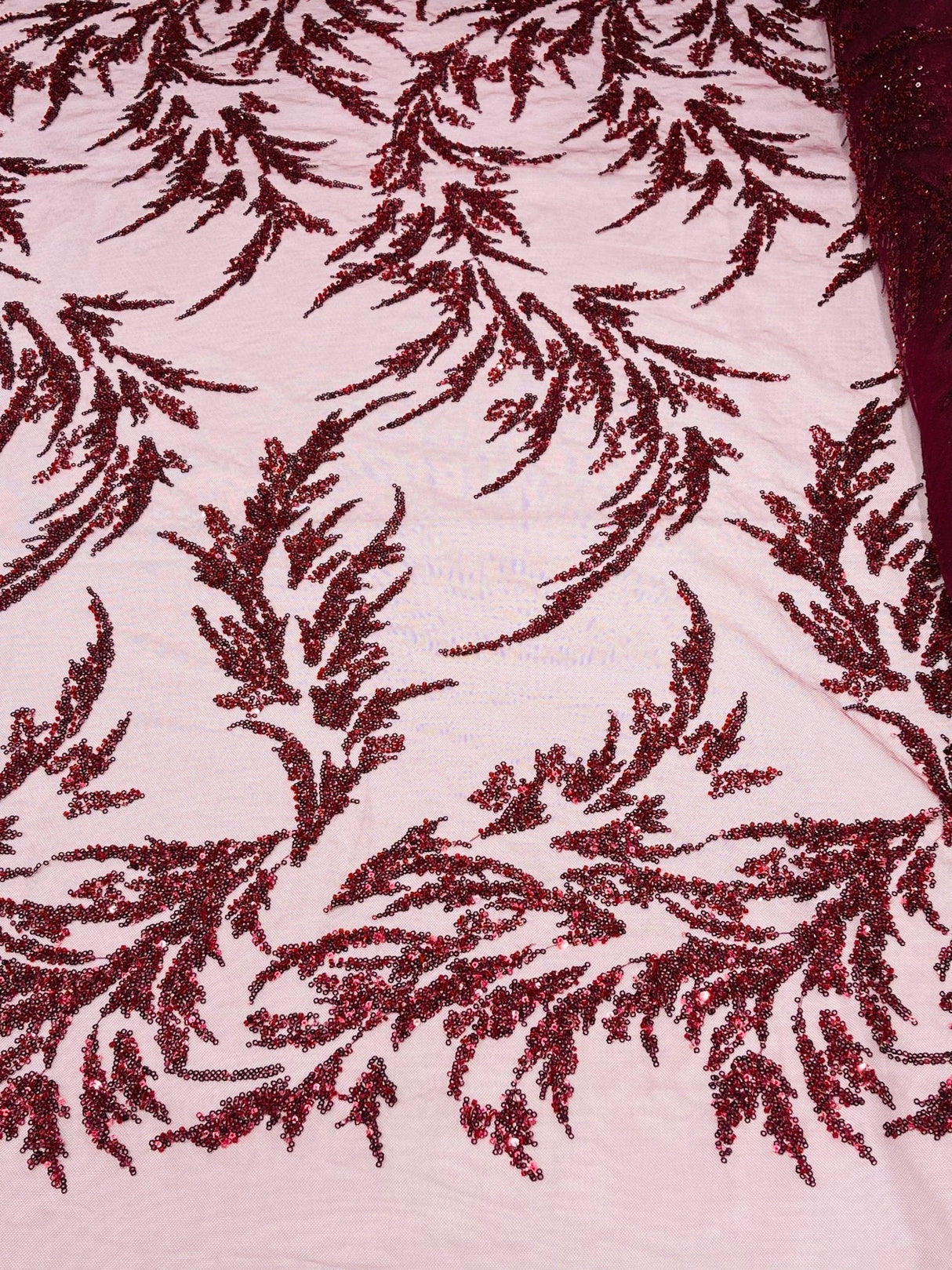 Fashion Beaded Vine Lace Polyester Fabric - Beaded Vine Pattern, 54" Width (1 Yard)