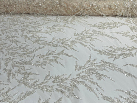 Fashion Beaded Vine Lace Polyester Fabric - Beaded Vine Pattern, 54" Width (1 Yard)