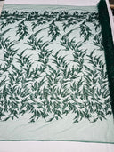 Fashion Beaded Vine Lace Polyester Fabric - Beaded Vine Pattern, 54" Width (1 Yard)