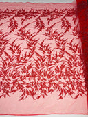 Fashion Beaded Vine Lace Polyester Fabric - Beaded Vine Pattern, 54" Width (1 Yard)