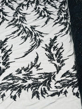 Fashion Beaded Vine Lace Polyester Fabric - Beaded Vine Pattern, 54" Width (1 Yard)