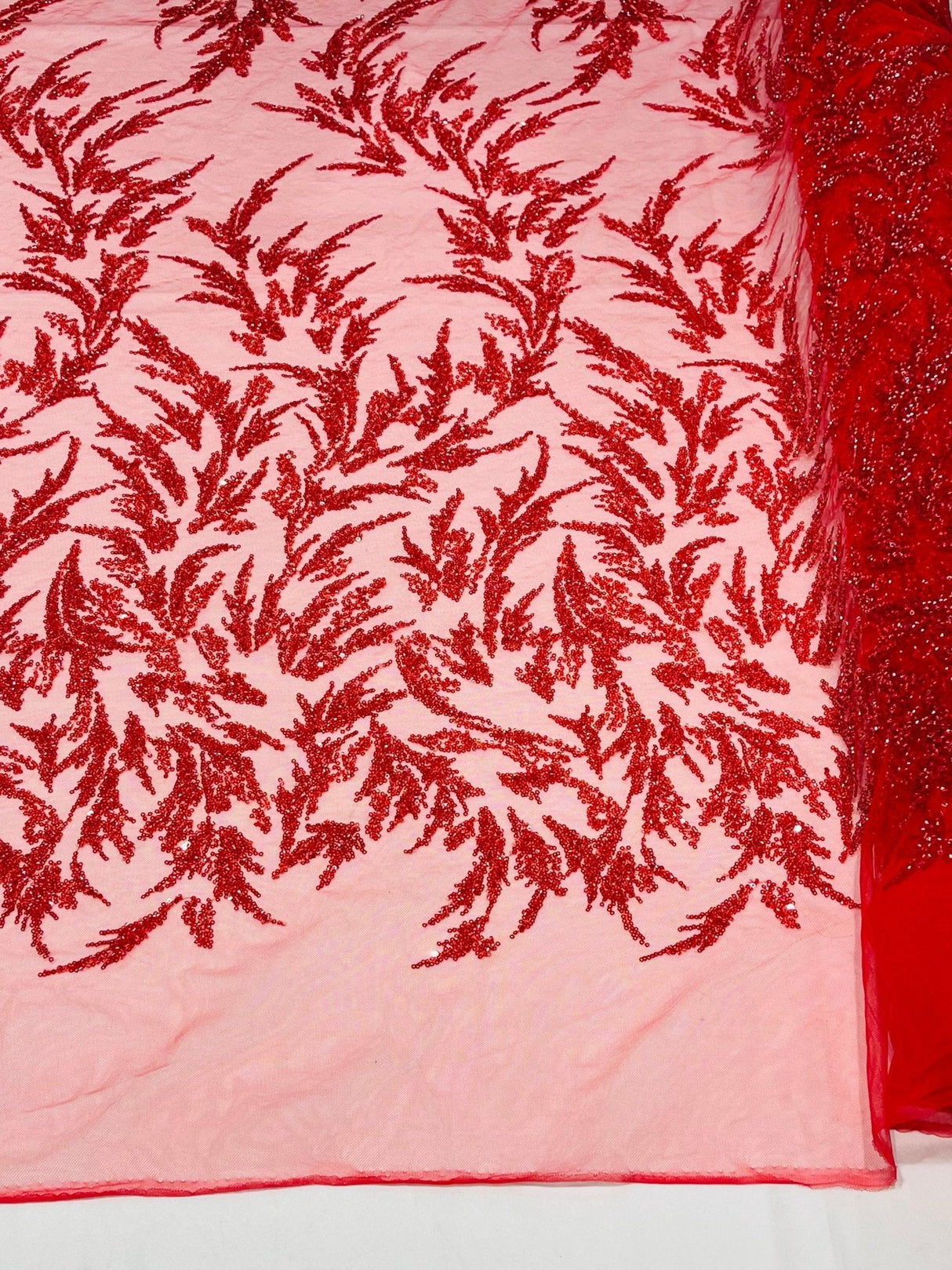 Fashion Beaded Vine Lace Polyester Fabric - Beaded Vine Pattern, 54" Width (1 Yard)