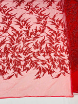 Fashion Beaded Vine Lace Polyester Fabric - Beaded Vine Pattern, 54" Width (1 Yard)