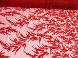 Fashion Beaded Vine Lace Polyester Fabric - Beaded Vine Pattern, 54" Width (1 Yard)