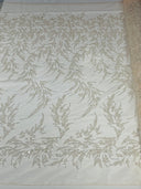 Fashion Beaded Vine Lace Polyester Fabric - Beaded Vine Pattern, 54" Width (1 Yard)