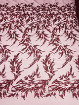 Fashion Beaded Vine Lace Polyester Fabric - Beaded Vine Pattern, 54" Width (1 Yard)