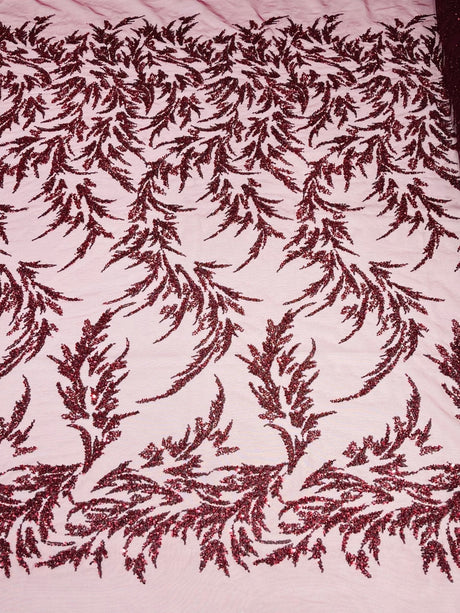 Fashion Beaded Vine Lace Polyester Fabric - Beaded Vine Pattern, 54" Width (1 Yard)