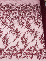 Fashion Beaded Vine Lace Polyester Fabric - Beaded Vine Pattern, 54" Width (1 Yard)