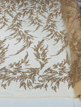 Fashion Beaded Vine Lace Polyester Fabric - Beaded Vine Pattern, 54" Width (1 Yard)