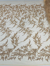 Fashion Beaded Vine Lace Polyester Fabric - Beaded Vine Pattern, 54" Width (1 Yard)