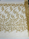 Fashion Beaded Vine Lace Polyester Fabric - Beaded Vine Pattern, 54" Width (1 Yard)