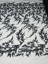Fashion Beaded Vine Lace Polyester Fabric - Beaded Vine Pattern, 54" Width (1 Yard)