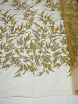 Fashion Beaded Vine Lace Polyester Fabric - Beaded Vine Pattern, 54" Width (1 Yard)