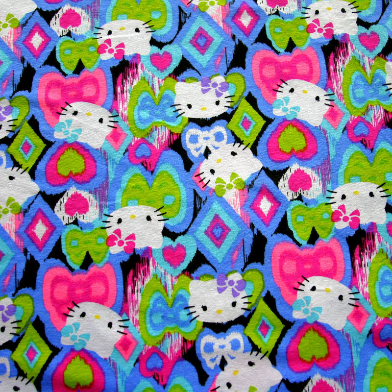Cotton Knit Remnant - Our Favorite Kitty Diamonds and Stars
