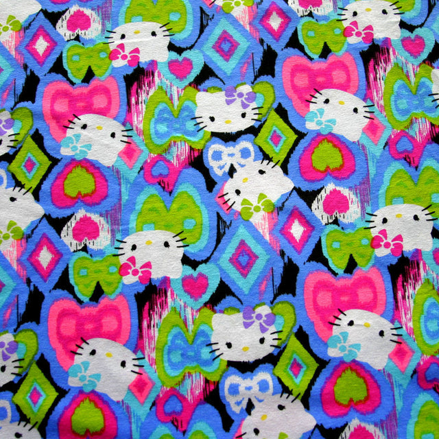 Cotton Knit Remnant - Our Favorite Kitty Diamonds and Stars