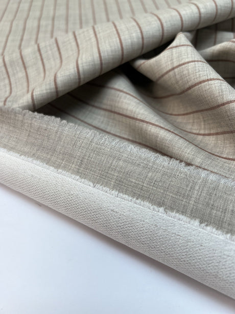 Wool Polyamide Elastane Striped Fabric