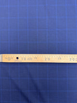 Wool Polyamide Elastane Checked Blue Fabric