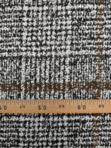 Wool Cotton Tweed Striped Checked Gray