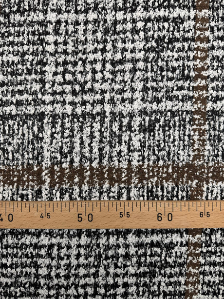 Wool Cotton Tweed Striped Checked Gray