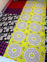Polyester Sateen Printed Black Purple Floral