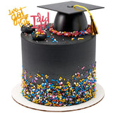 Graduation Large Black Grad Cap with Tassels Layon Cake - 12 per order