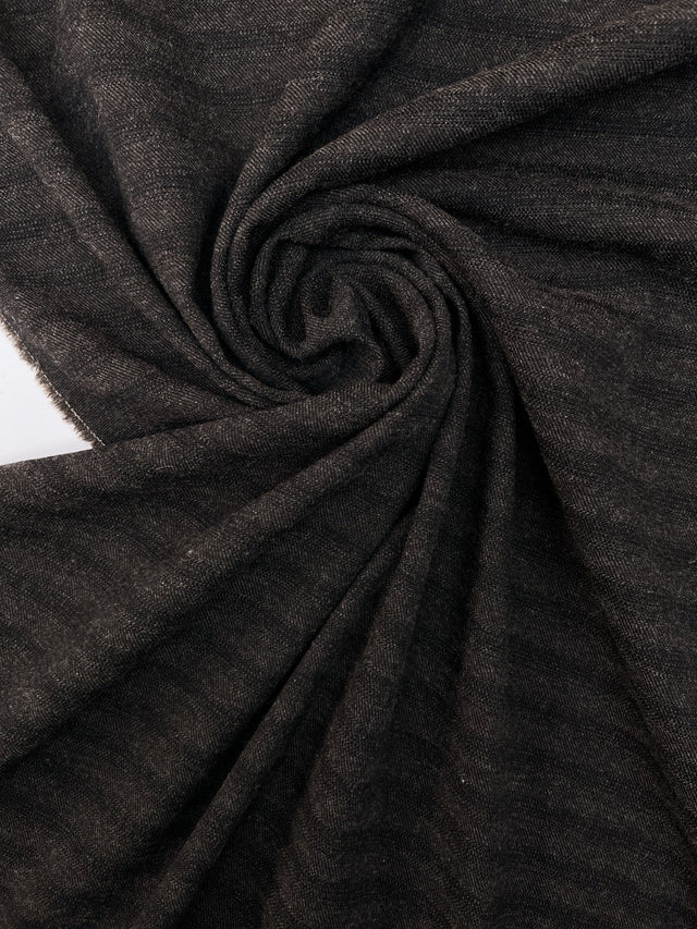 Italian Wool Twill Striped Gray Black
