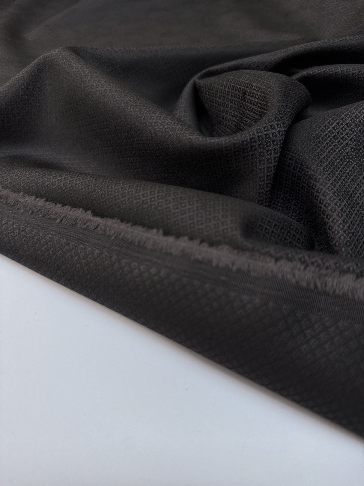 Wool Silk Jacquard Fabric Gray Black