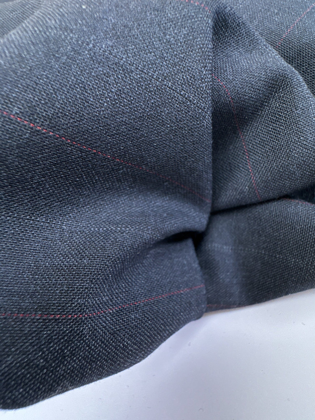 Wool Polyester Blend Striped Suiting Fabric Red Blue