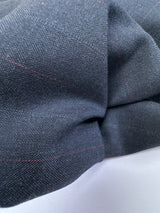 Wool Polyester Blend Striped Suiting Fabric Red Blue