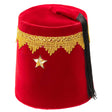 Maroon tarboosh fez hat with tassel and gold detailing