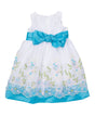 Embroidered Party Dress With Sash And Flower Girls Fancy Dresses Fabric - Aqua, Burgundy, Purple, Peach, Pink, Ivory, Embroidered, Multiple Sizes (1 Piece)