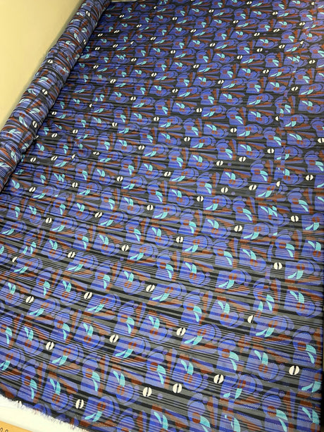 Polyester Lurex Chiffon Printed Multicolour Stripes
