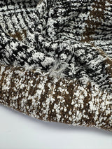 Wool Cotton Tweed Striped Checked Gray