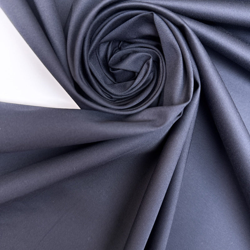Blue Viscose Elastane Twill