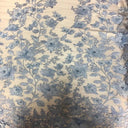3D Embroidered Satin Floral Pearl Lace Fabric - 100 Percent Polyester Fabric, Floral Pearl Embroidery, 52" Width, 12" Panel (1 Yard)