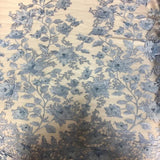 3D Embroidered Satin Floral Pearl Lace Fabric - 100 Percent Polyester Fabric, Floral Pearl Embroidery, 52" Width, 12" Panel (1 Yard)
