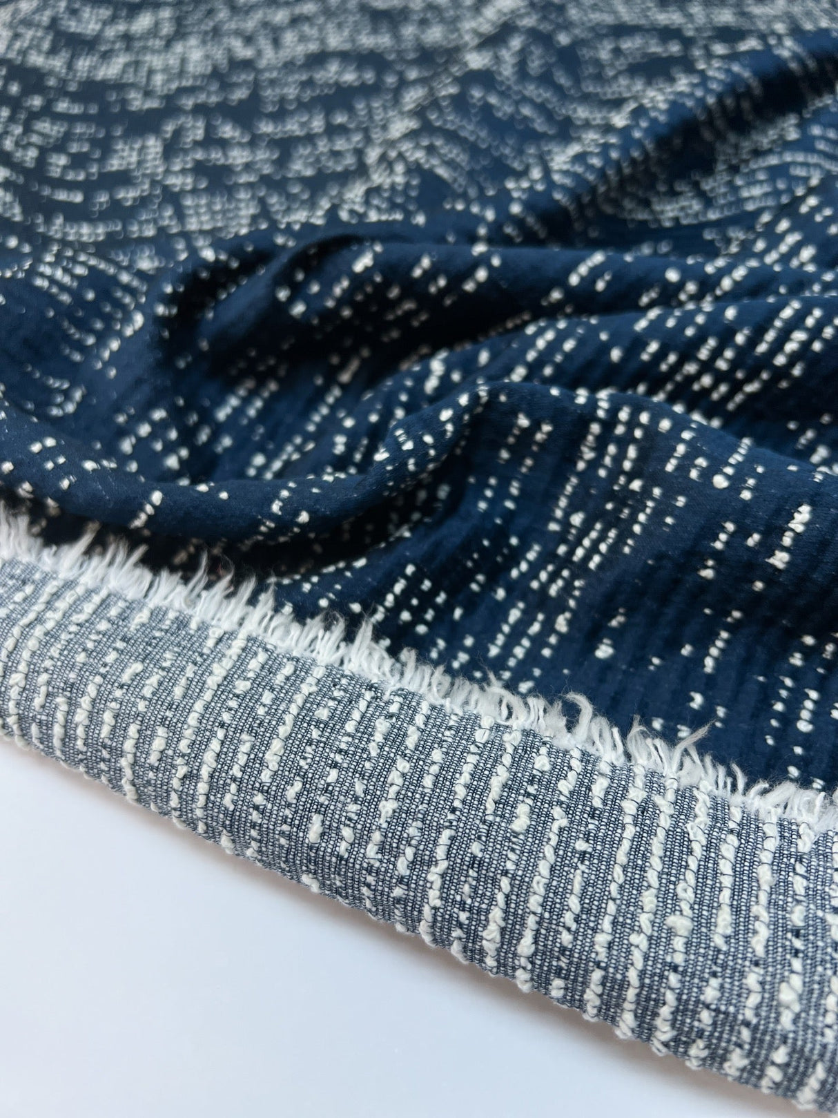 Cotton Flammé Fabric White Blue