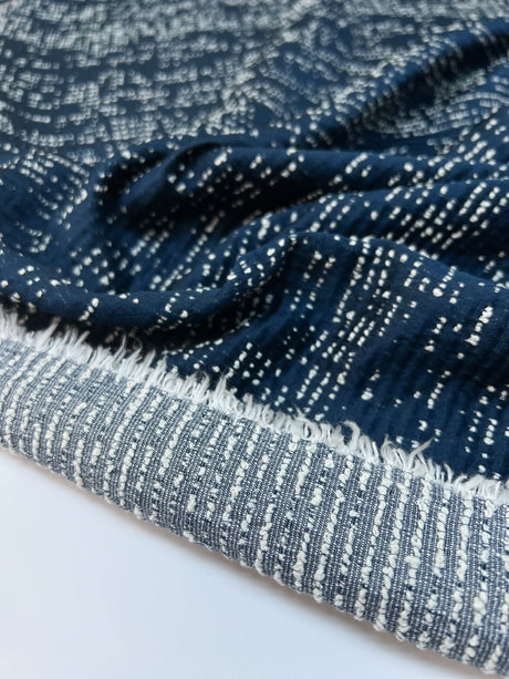 Cotton Flammé Fabric White Blue