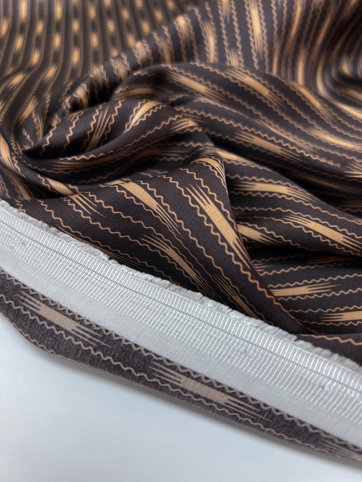 Polyester Sateen Printed Brown Beige
